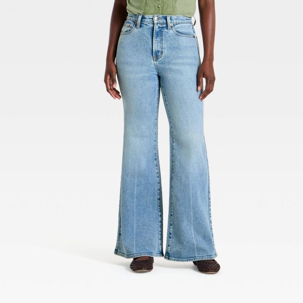 Women's High-Rise 70's Flare Jeans - Universal Thread Light Wash Blue 12 Short